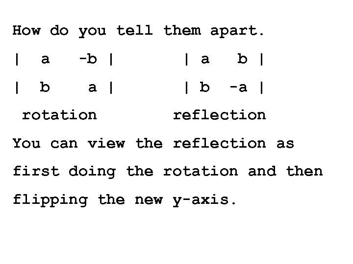 How do you tell them apart. | a -b | | a b |