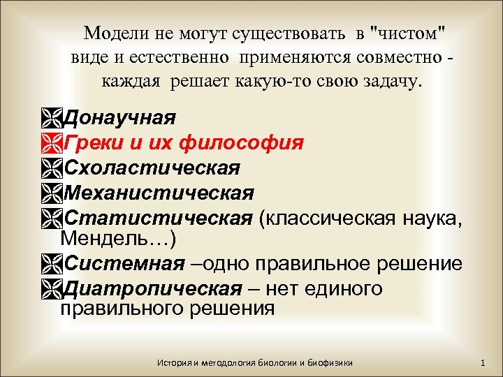  Модели не могут существовать в 