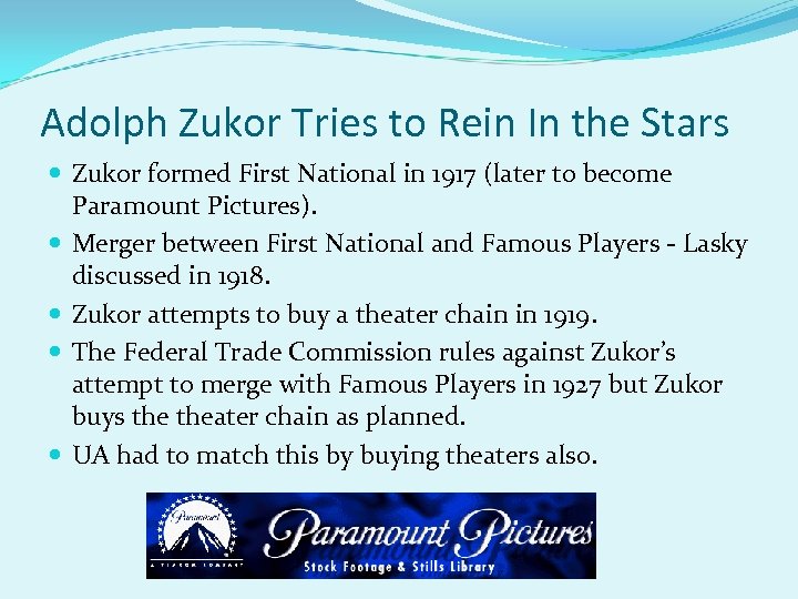 Adolph Zukor Tries to Rein In the Stars Zukor formed First National in 1917
