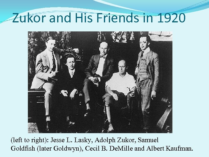 Zukor and His Friends in 1920 (left to right): Jesse L. Lasky, Adolph Zukor,