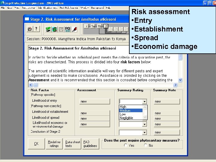 Risk assessment • Entry • Establishment • Spread • Economic damage CAB International 