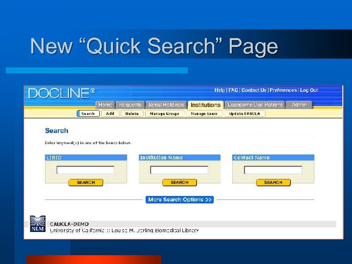 New “Quick Search” Page 
