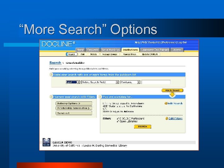 “More Search” Options 