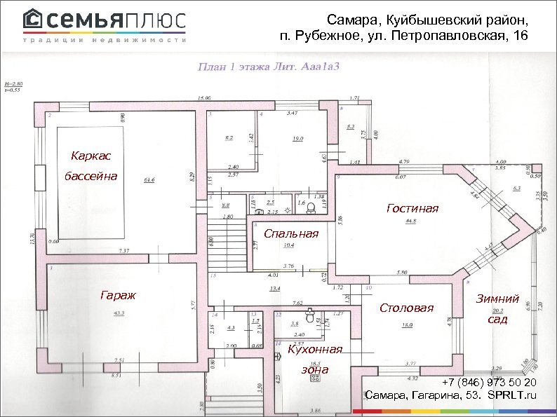 Самара, Куйбышевский район, п. Рубежное, ул. Петропавловская, 16 Каркас бассейна Гостиная Спальная Гараж Столовая