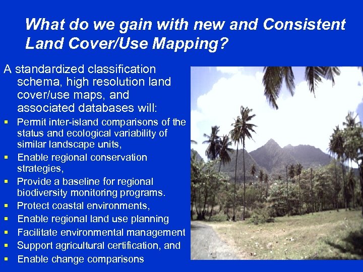 What do we gain with new and Consistent Land Cover/Use Mapping? A standardized classification