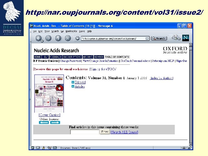 http: //nar. oupjournals. org/content/vol 31/issue 2/ 