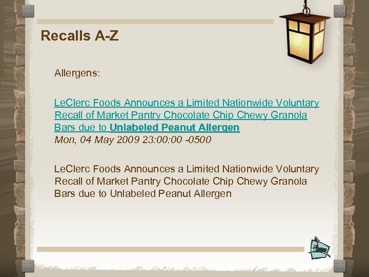 Recalls A-Z Allergens: Le. Clerc Foods Announces a Limited Nationwide Voluntary Recall of Market