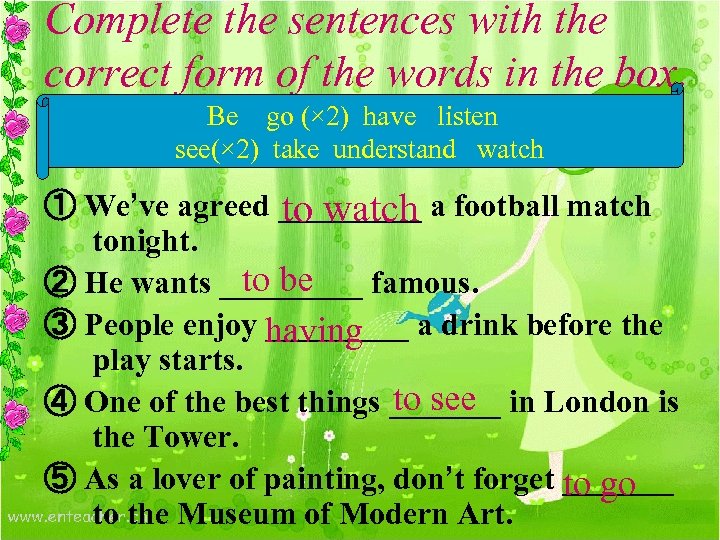 Complete the sentences with the correct form of the words in the box. Be