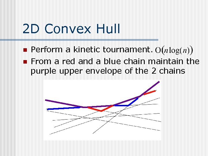 2 D Convex Hull n n Perform a kinetic tournament. From a red and