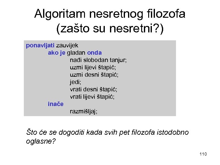 Algoritam nesretnog filozofa (zašto su nesretni? ) ponavljati zauvijek ako je gladan onda nađi