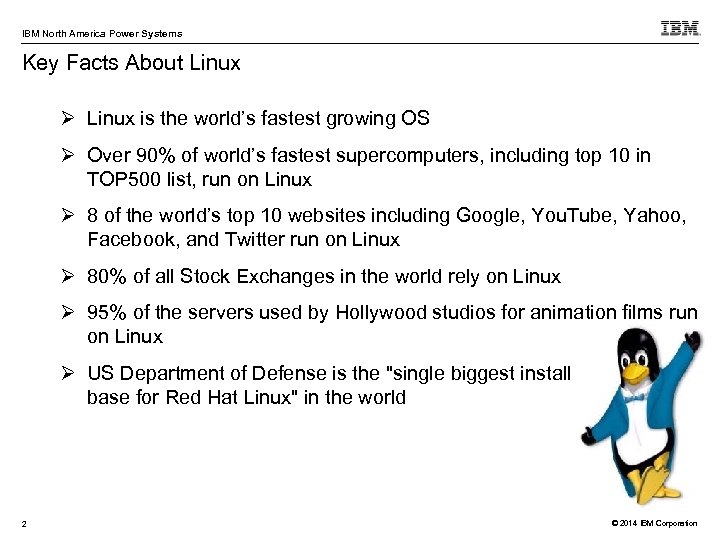 IBM North America Power Systems Key Facts About Linux is the world’s fastest growing