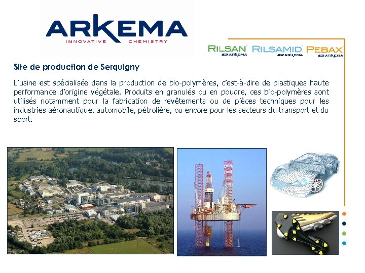 Site de production de Serquigny L’usine est spécialisée dans la production de bio-polymères, c’est-à-dire