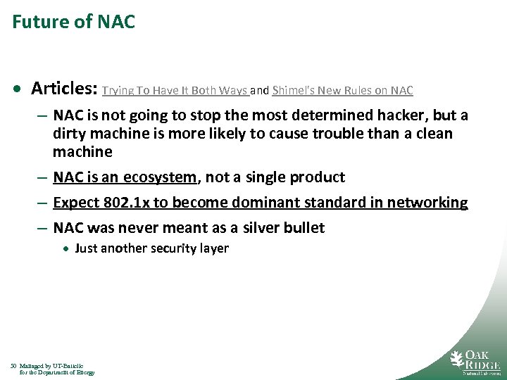 Future of NAC · Articles: Trying To Have It Both Ways and Shimel's New