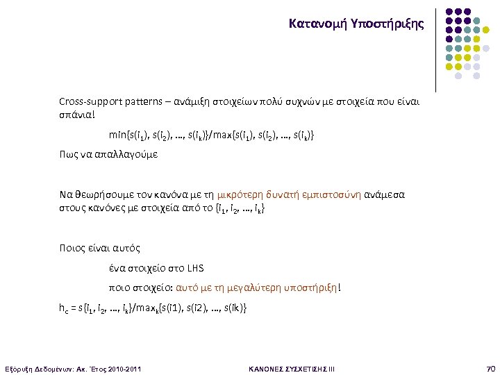 Κατανομή Υποστήριξης Cross-support patterns – ανάμιξη στοιχείων πολύ συχνών με στοιχεία που είναι σπάνια!