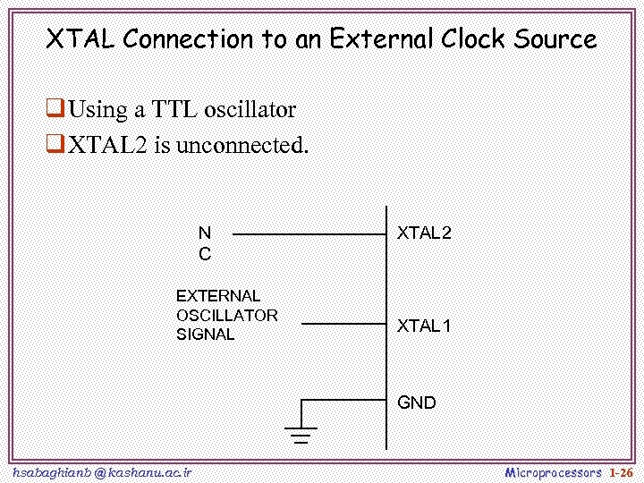 XTAL Connection to an External Clock Source q Using a TTL oscillator q XTAL