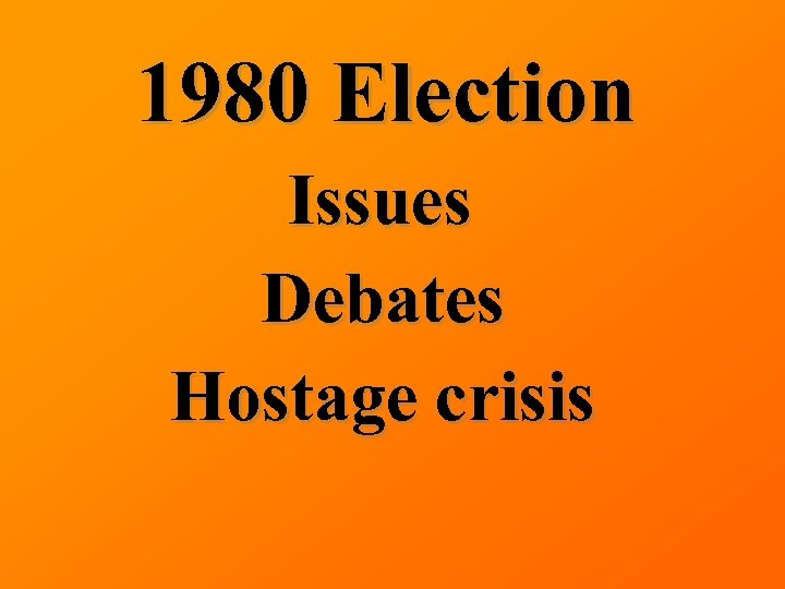 1980 Election Issues Debates Hostage crisis 