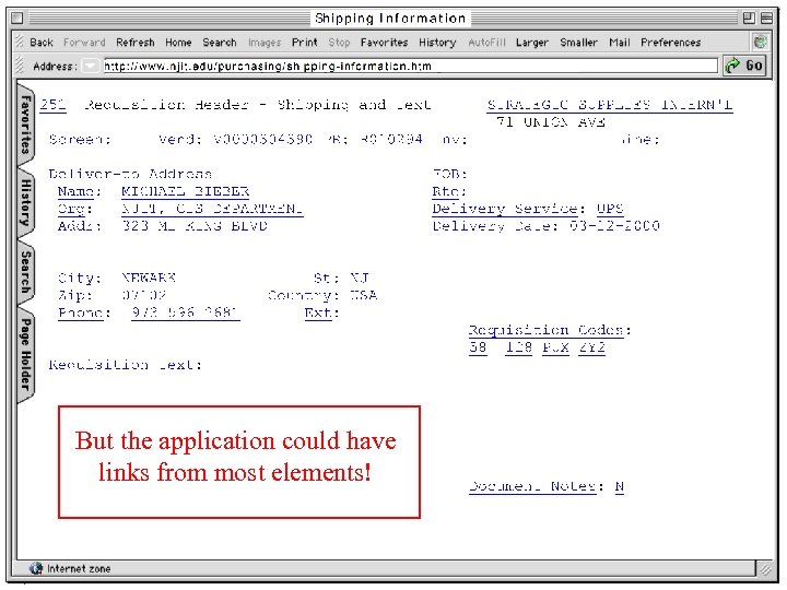 But the application could have links from most elements! 