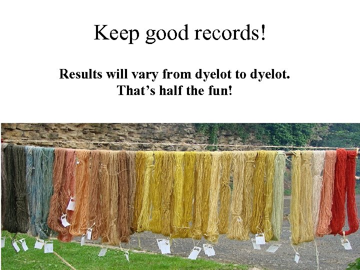 Keep good records! Results will vary from dyelot to dyelot. That’s half the fun!