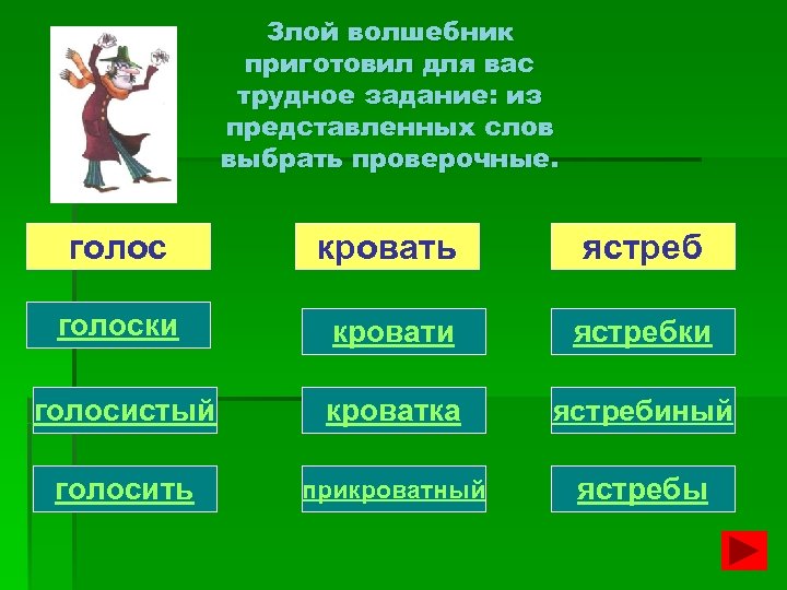 Все представленные слова можно