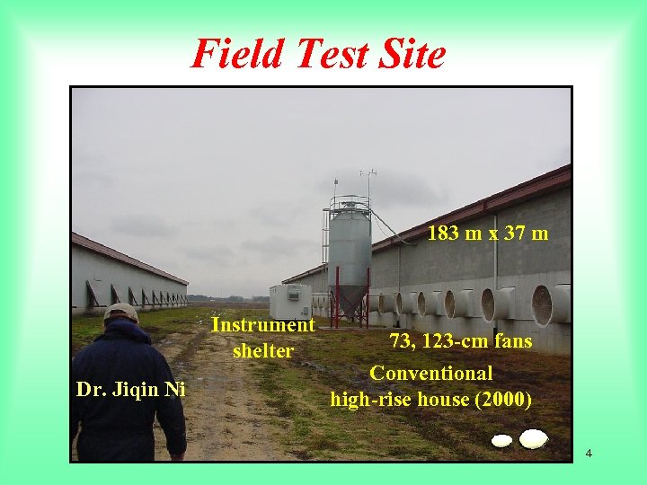 Field Test Site 183 m x 37 m Instrument shelter Dr. Jiqin Ni 73,