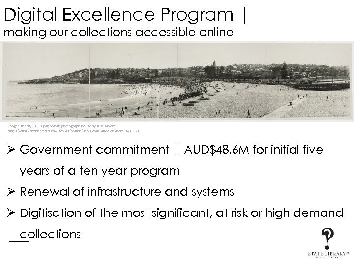 Digital Excellence Program | making our collections accessible online Coogee Beach, 1922 / panoramic