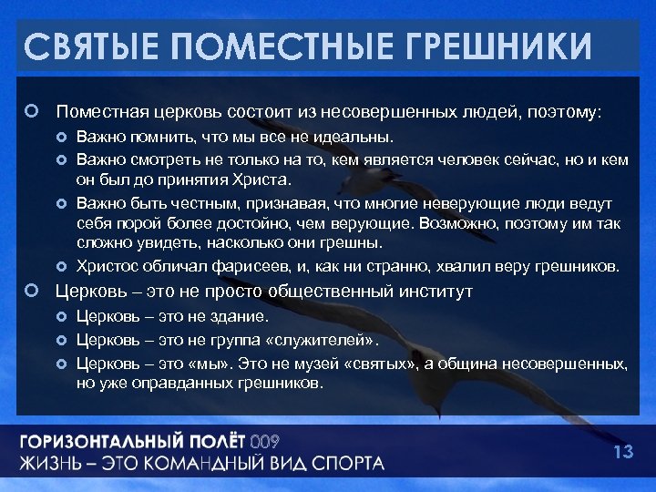 СВЯТЫЕ ПОМЕСТНЫЕ ГРЕШНИКИ ¢ Поместная церковь состоит из несовершенных людей, поэтому: Важно помнить, что