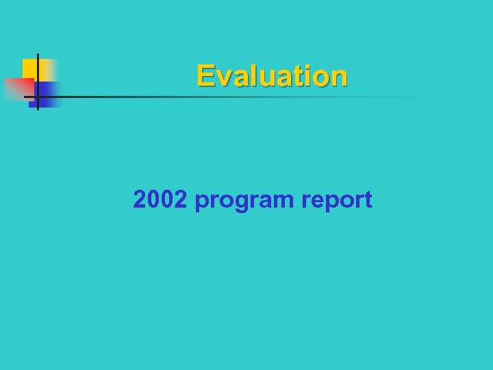 Evaluation 2002 program report 