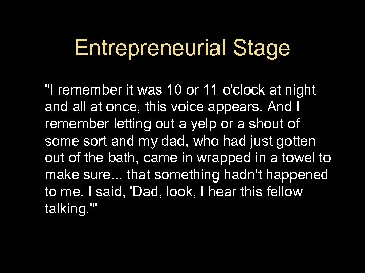 Entrepreneurial Stage 