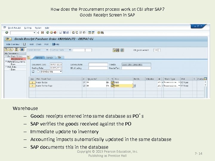 How does the Procurement process work at CBI after SAP? Goods Receipt Screen in