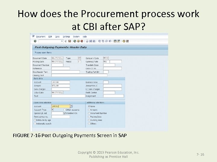 How does the Procurement process work at CBI after SAP? FIGURE 7 -16 Post