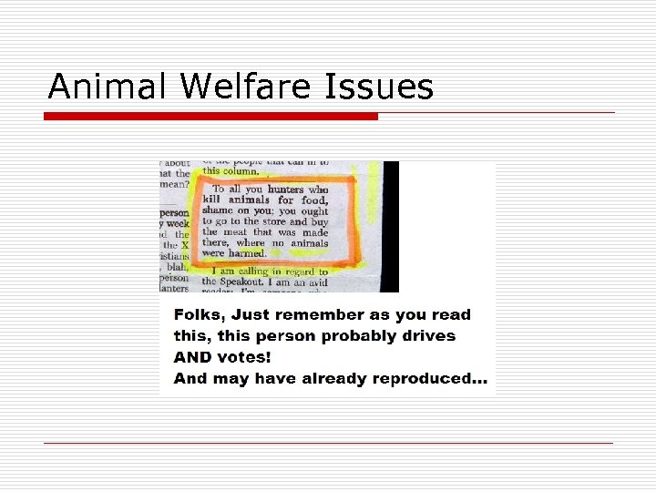 Animal Welfare Issues 