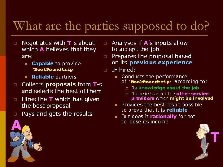 What are the parties supposed to do? p Negotiates with T-s about which A