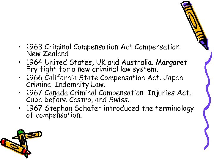  • 1963 Criminal Compensation Act Compensation New Zealand • 1964 United States, UK