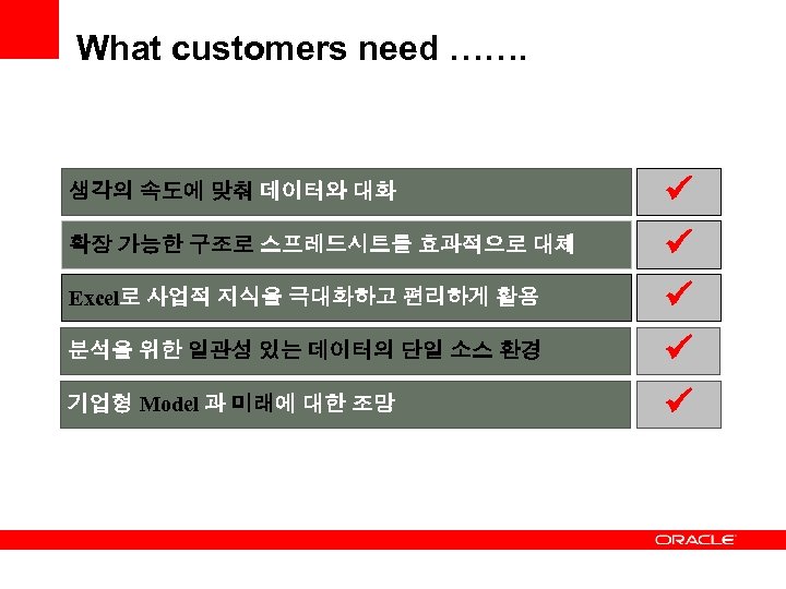 What customers need ……. 생각의 속도에 맞춰 데이터와 대화 확장 가능한 구조로 스프레드시트를 효과적으로