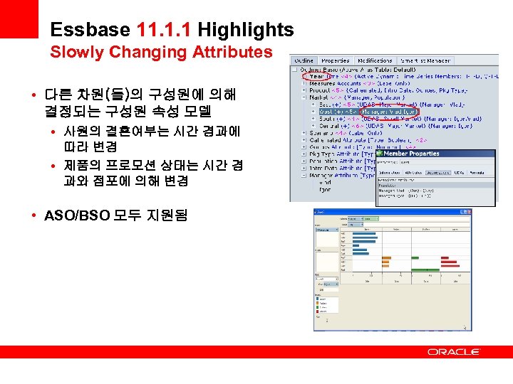 Essbase 11. 1. 1 Highlights Slowly Changing Attributes • 다른 차원(들)의 구성원에 의해 결정되는