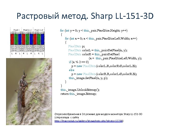 Растровый метод. Sharp LL-151 -3 D for (int y = 0; y < this.