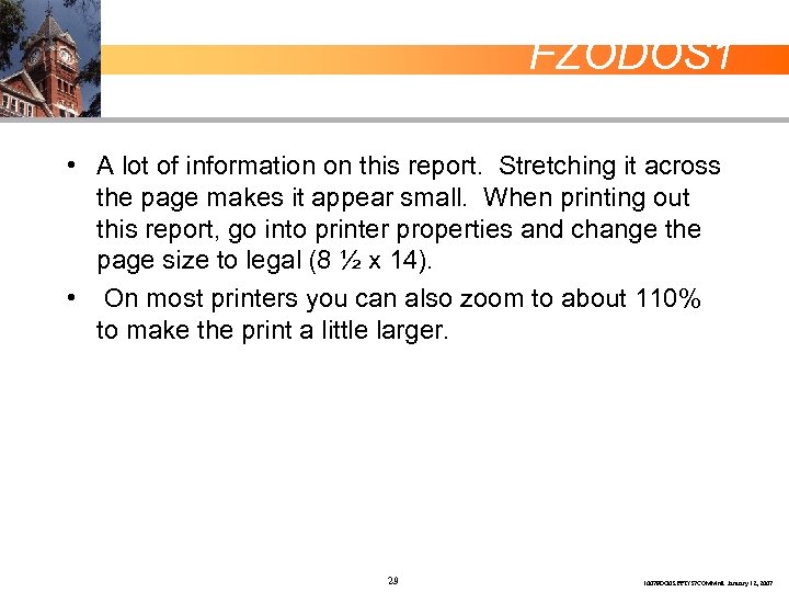 FZODOS 1 • A lot of information on this report. Stretching it across the
