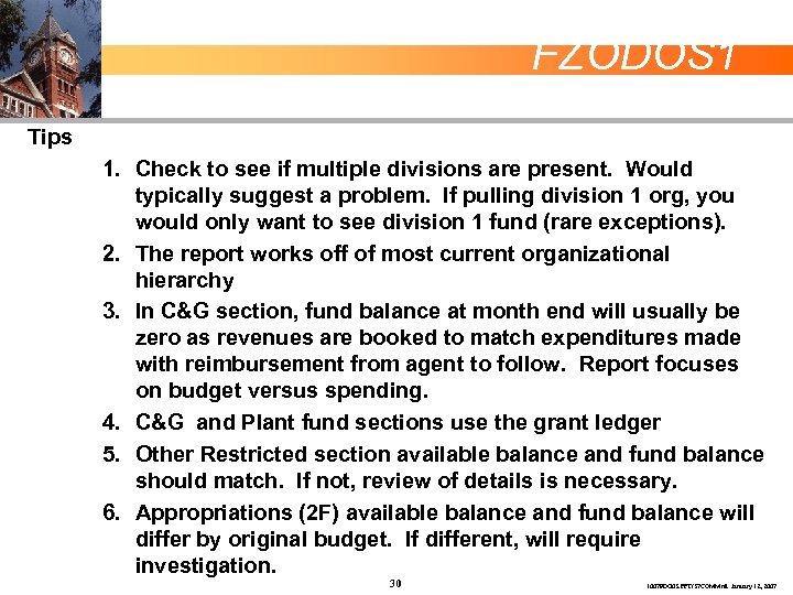 FZODOS 1 Tips 1. Check to see if multiple divisions are present. Would typically
