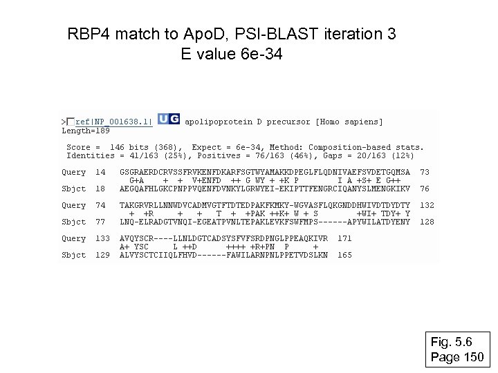 RBP 4 match to Apo. D, PSI-BLAST iteration 3 E value 6 e-34 Fig.