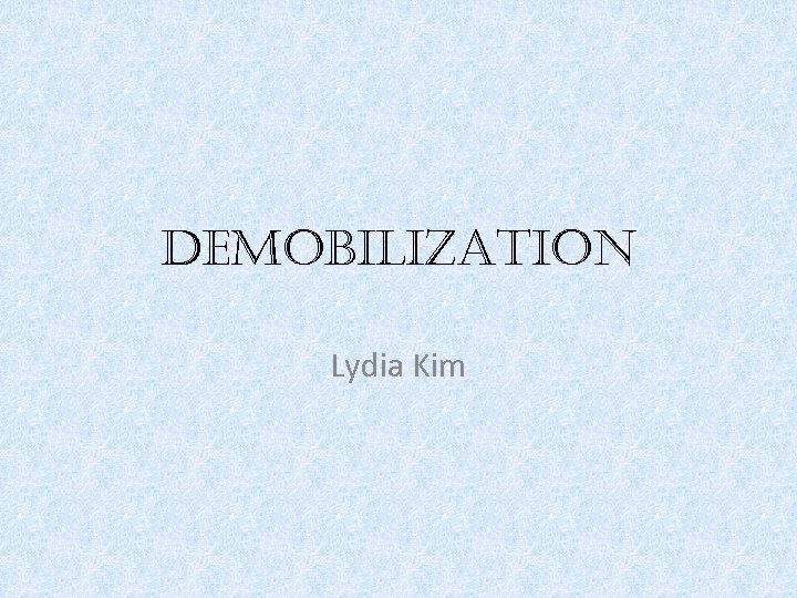 demobilization Lydia Kim 