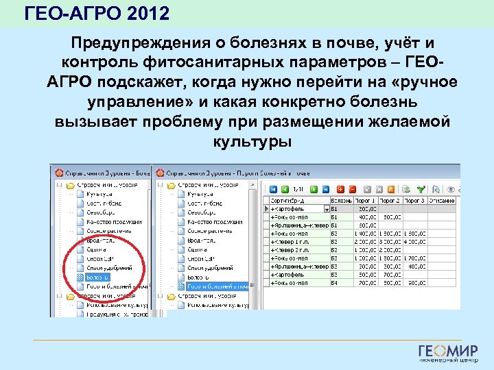 ГЕО-АГРО 2012 Предупреждения о болезнях в почве, учёт и контроль фитосанитарных параметров – ГЕОАГРО