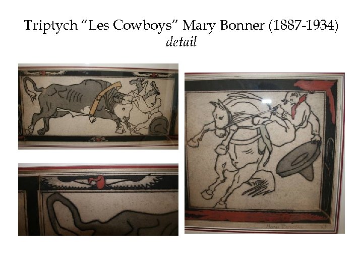 Triptych “Les Cowboys” Mary Bonner (1887 -1934) detail 