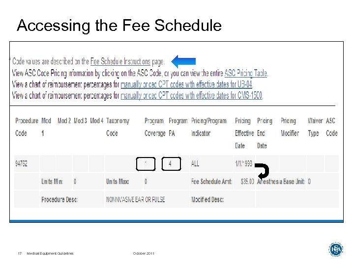 Accessing the Fee Schedule 17 Medical Equipment Guidelines October 2011 