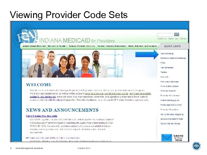 Viewing Provider Code Sets 6 Medical Equipment Guidelines October 2011 