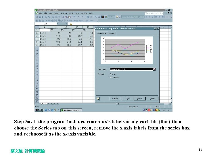 Step 3 a. If the program includes your x axis labels as a y