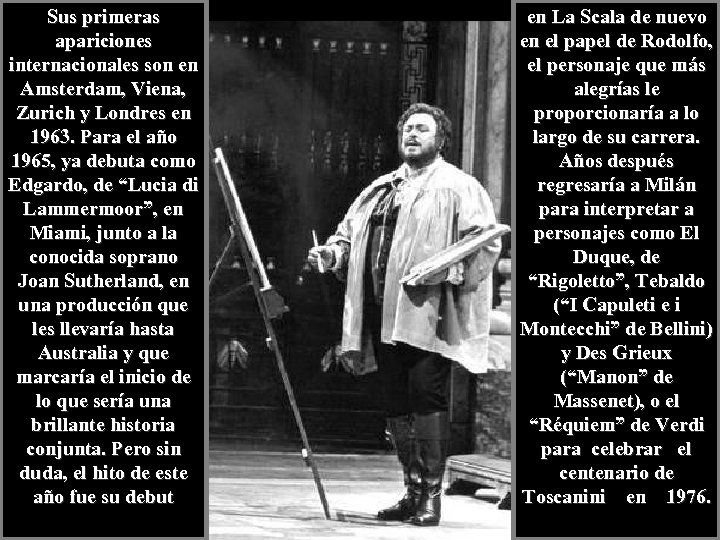 Sus primeras apariciones internacionales son en Amsterdam, Viena, Zurich y Londres en 1963. Para
