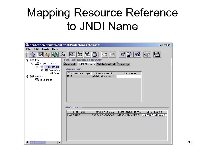 Mapping Resource Reference to JNDI Name 71 
