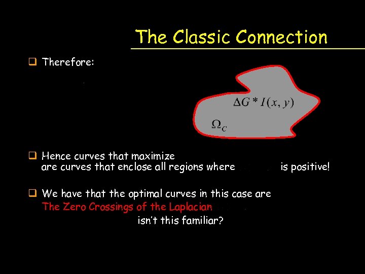 The Classic Connection q Therefore: q Hence curves that maximize are curves that enclose