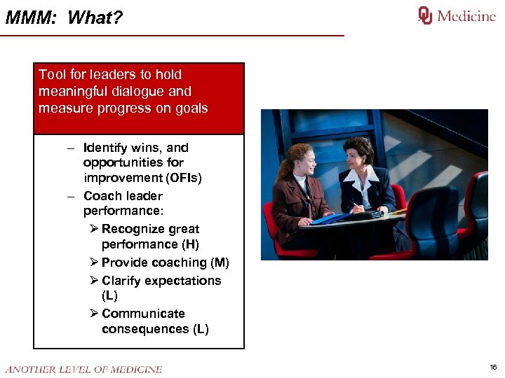 MMM: What? Tool for leaders to hold meaningful dialogue and measure progress on goals