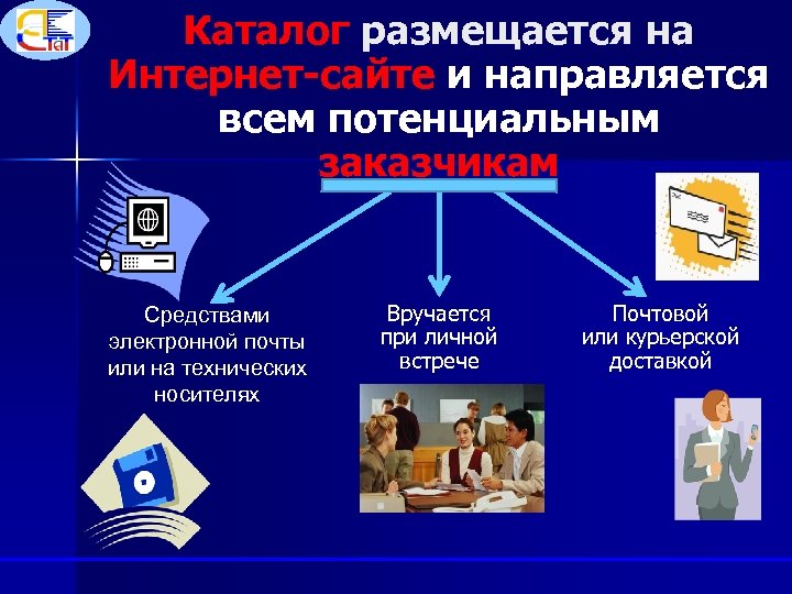 Каталог размещается на Интернет-сайте и направляется всем потенциальным заказчикам Средствами электронной почты или на